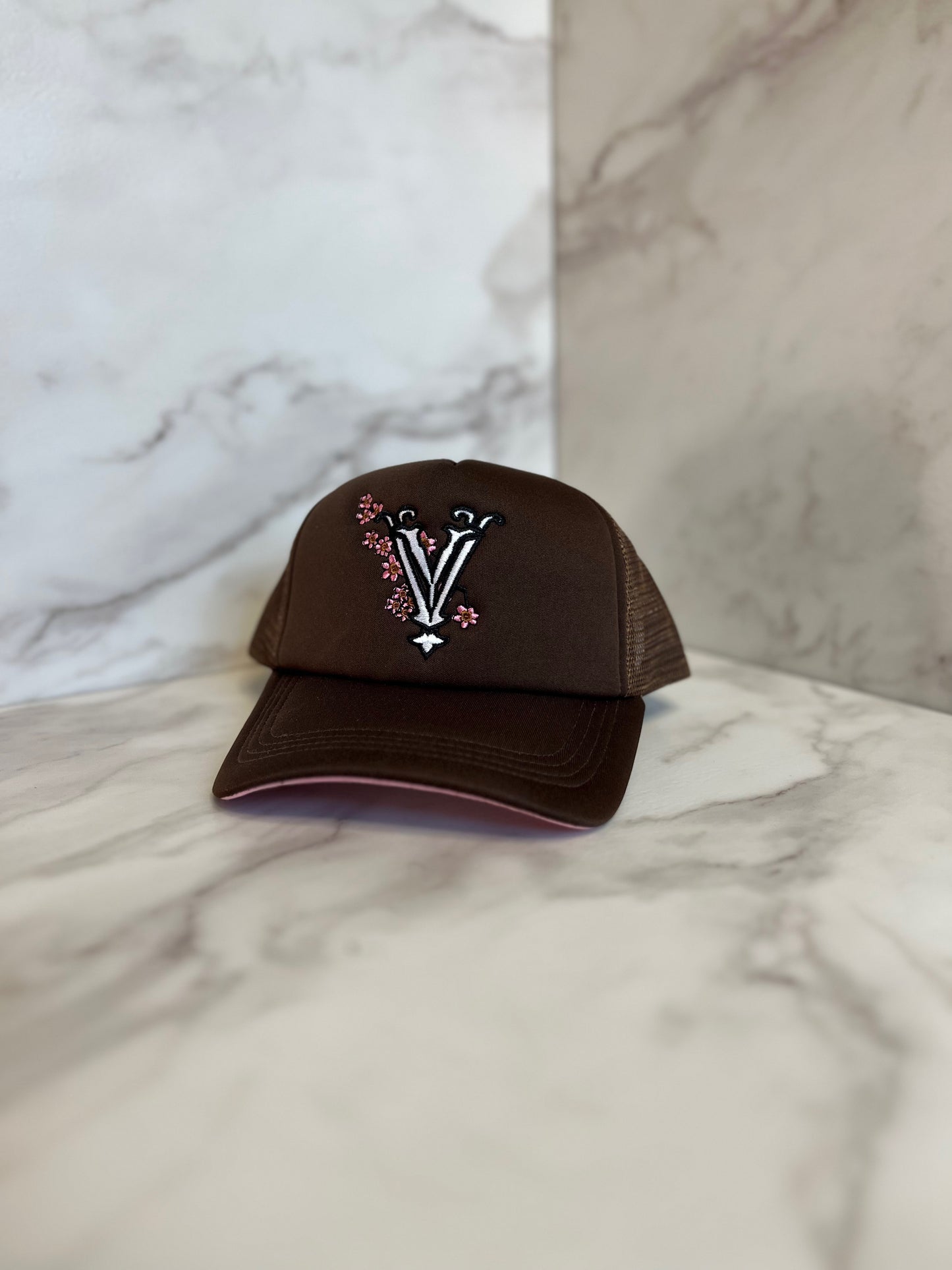 Trucker Hat - Brown Cherry Blossom Collection